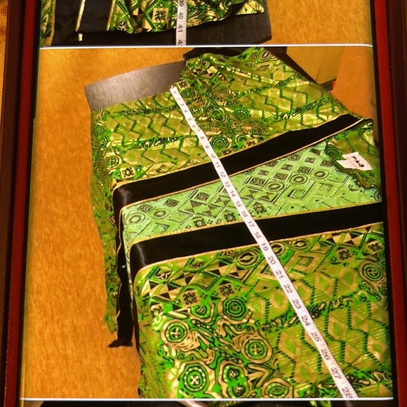 FAD WOMEN 3PC GREEN MULTICOLORED ONE SIZE JACKET SKIRT TANK AFRICAN PRINT SET - Picture 2 of 8